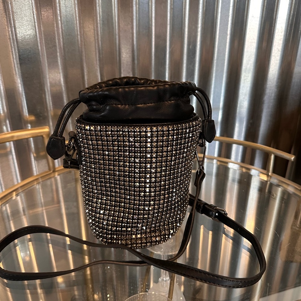 Black and Silver Crystal Embellished Women's Bag